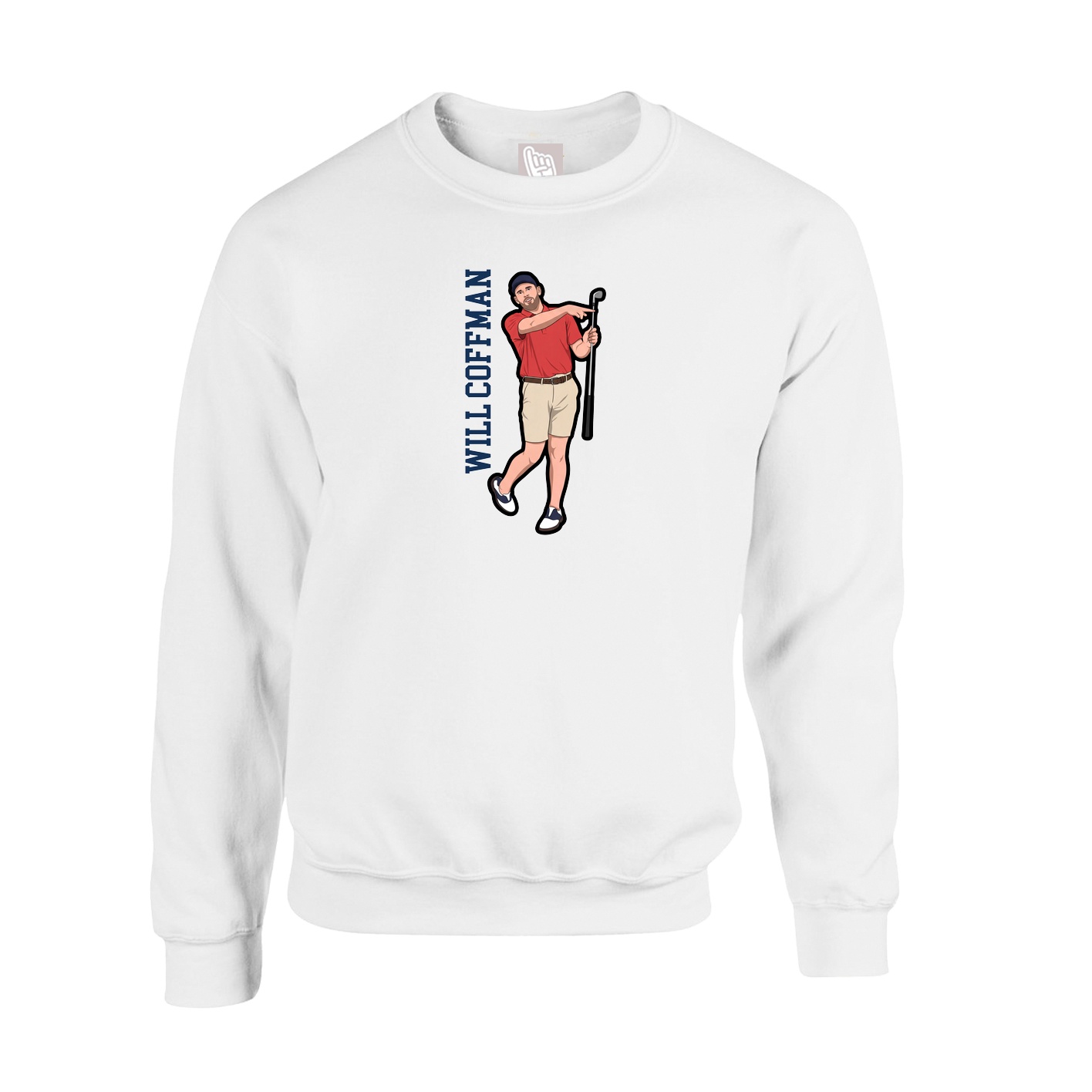 Fleece Crew — Name Vertical in White
