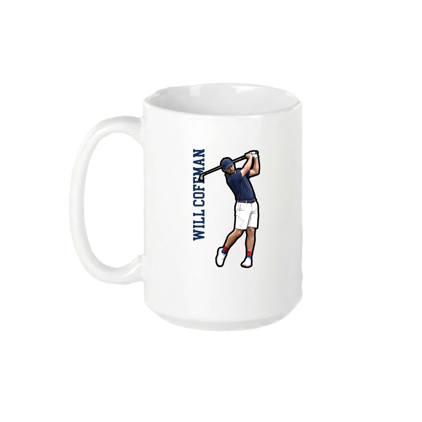 15oz Coffee Mug — Name Vertical in White