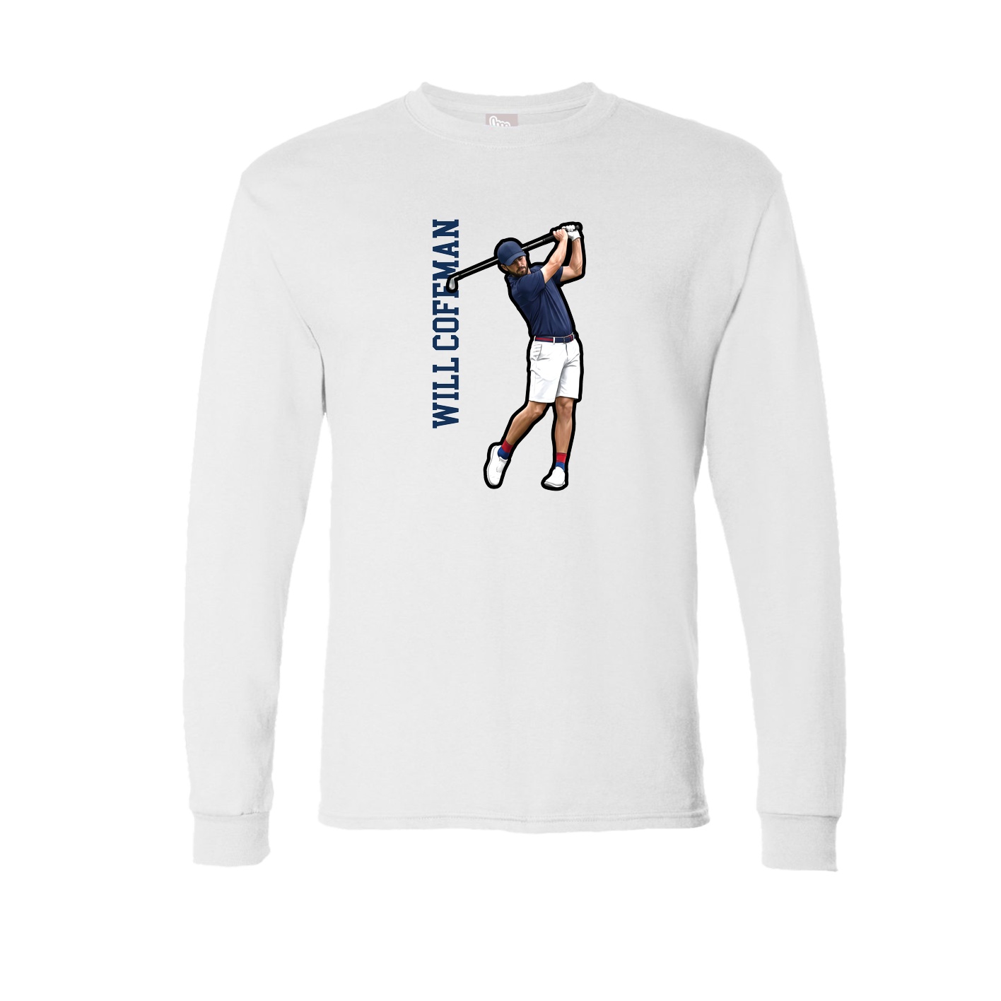 Long Sleeve Tee — Name Vertical in White