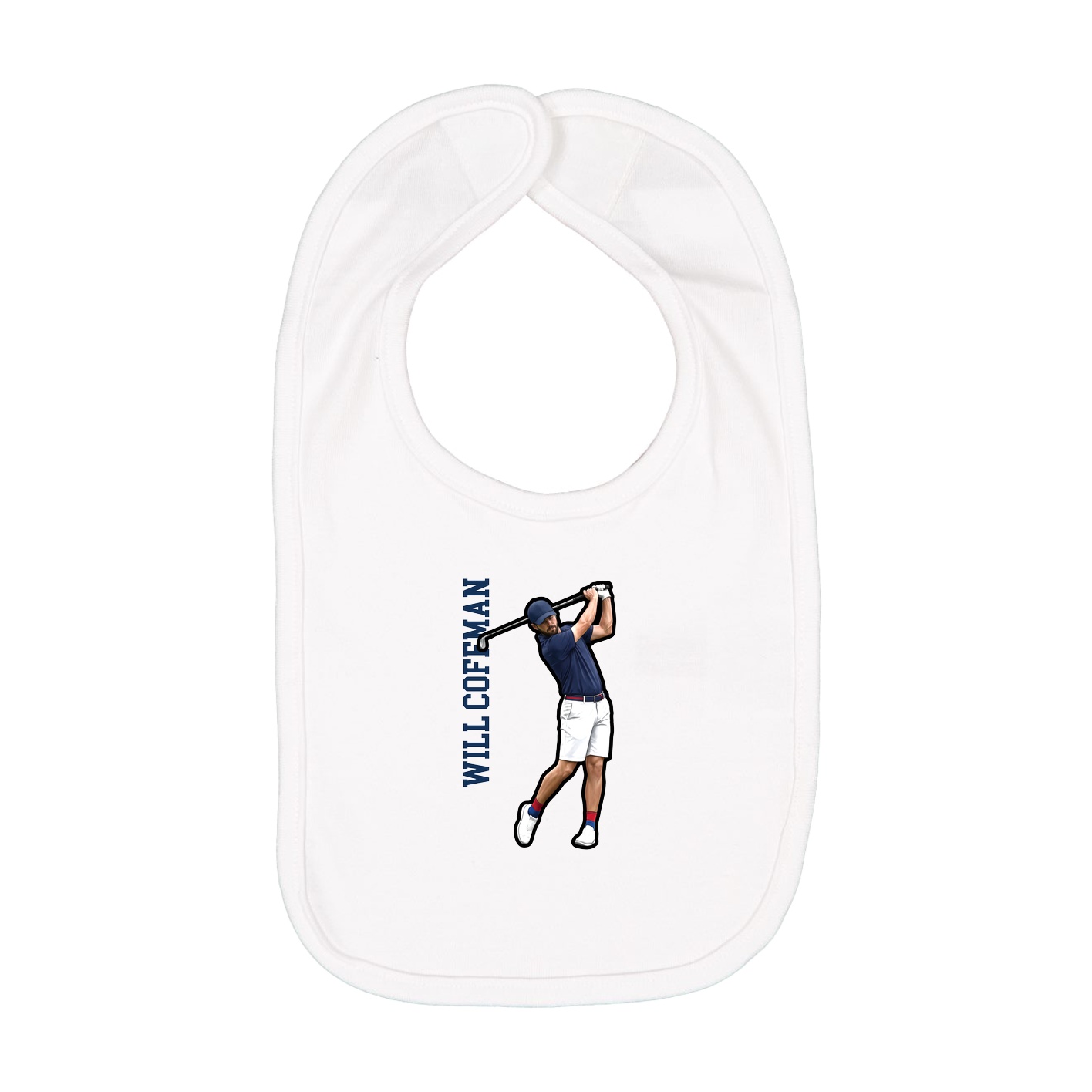 Infant Bib — Name Vertical in White