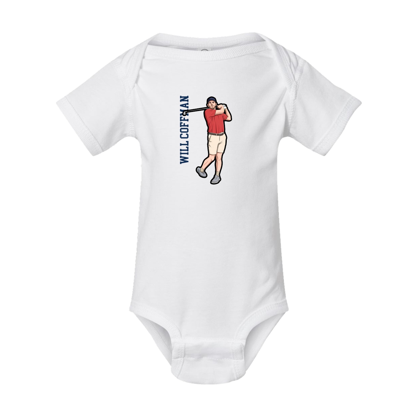 Baby Onesie — Name Vertical in White