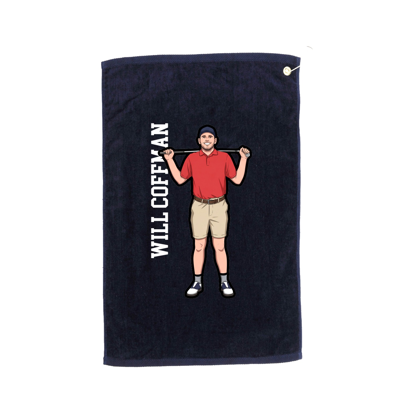 Golf Towel — Name Vertical in Navy
