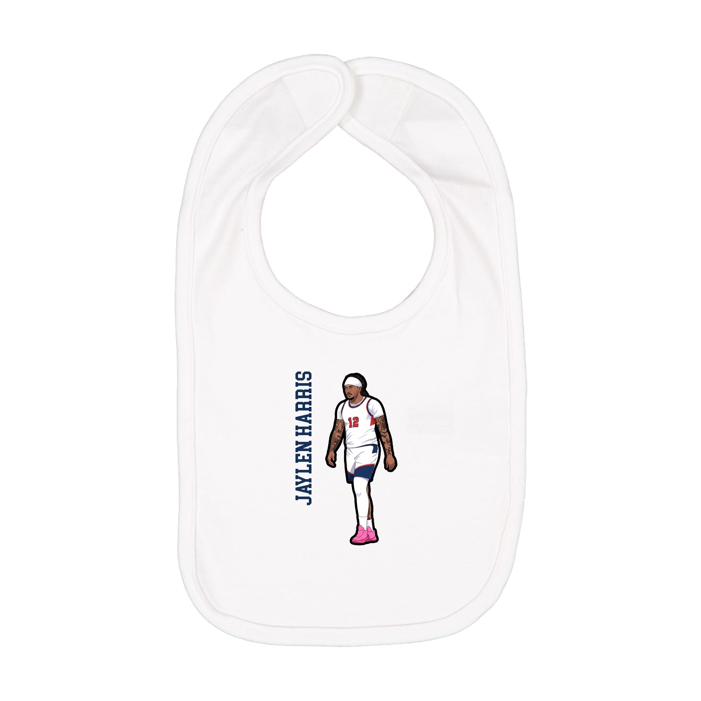 Infant Bib — Name Vertical in White