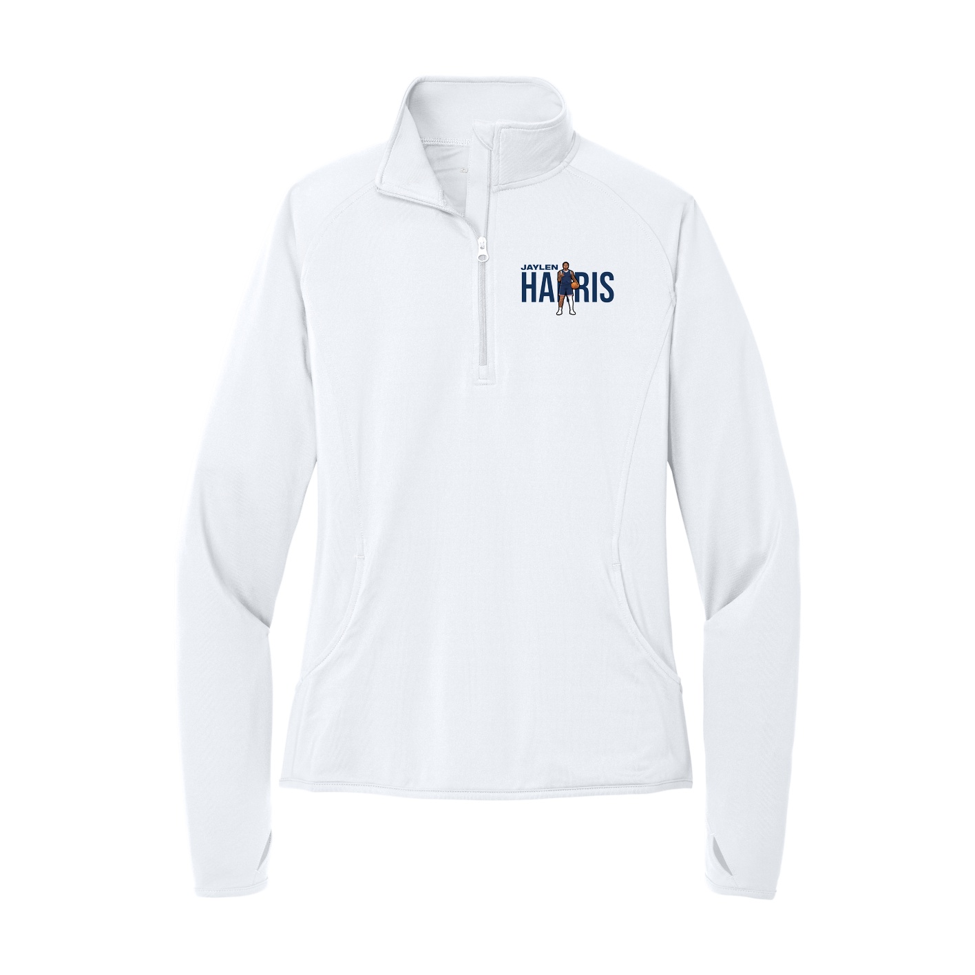 Women's Q-Zip Pullover — Player Name in White