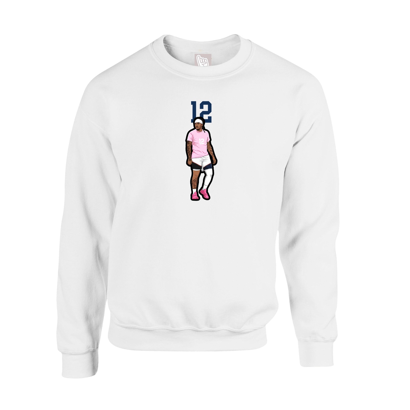 Fleece Crew — Number Top in White