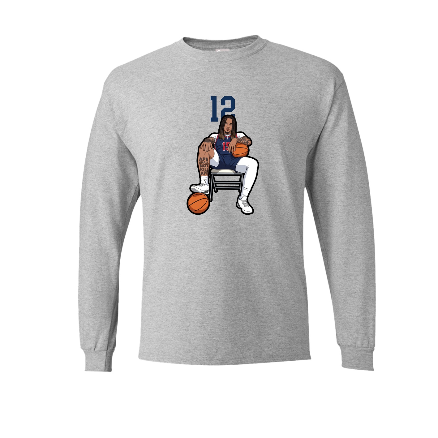 Long Sleeve Tee — Number Top in Grey