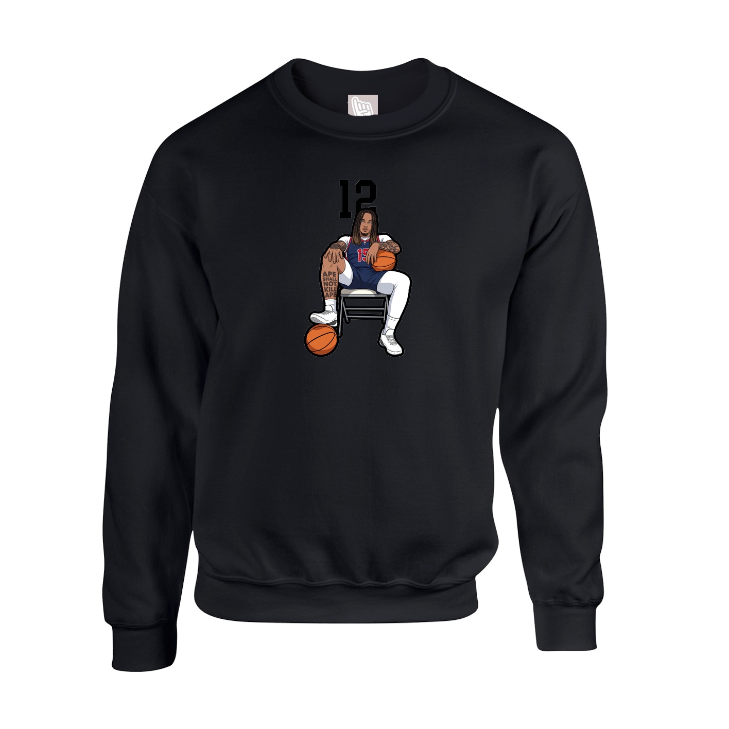 Fleece Crew — Number Top in Black