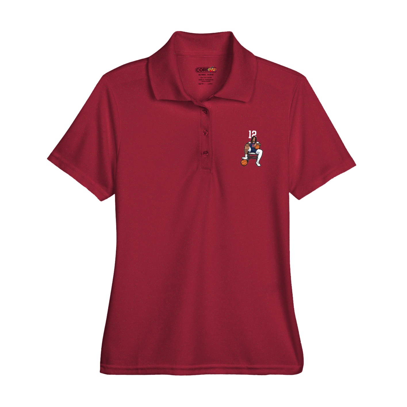 Womens Performance Polo — Number Top in Red