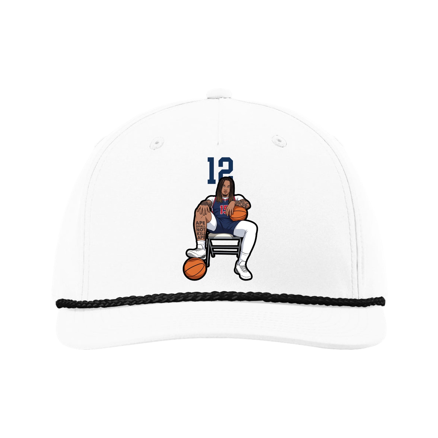 Five-Panel Classic Rope Cap — Number Top in White