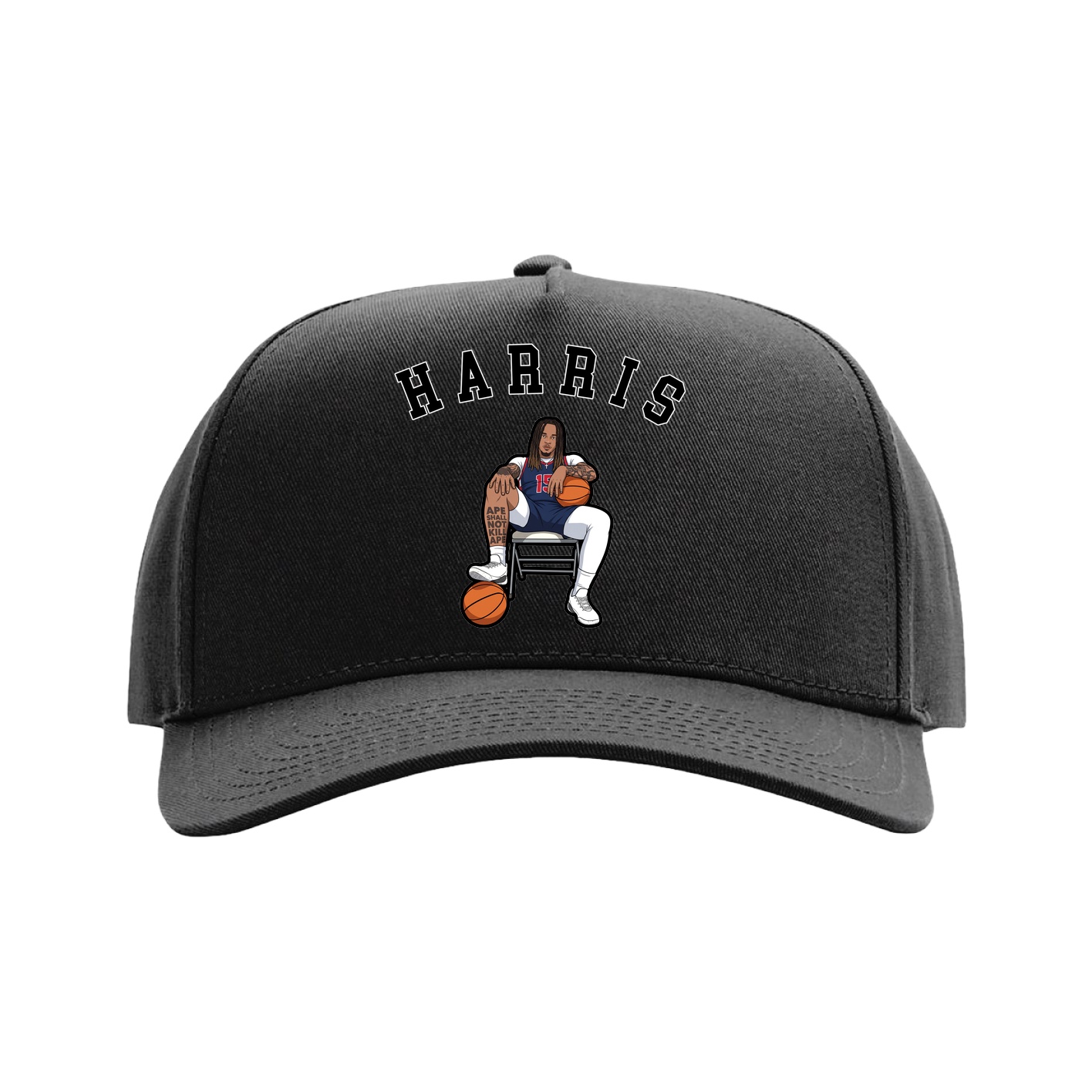 Full Fabric Five-Panel Champ Cap — Shirsey Arch in Black