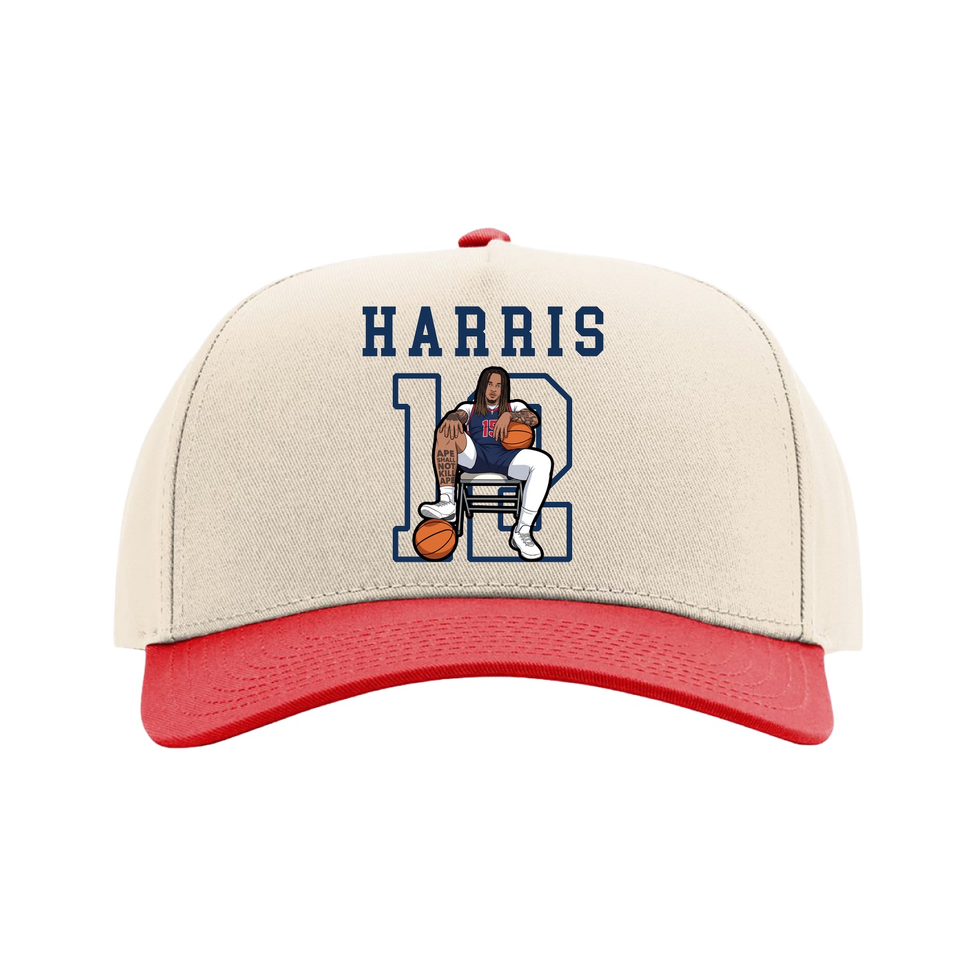 Full Fabric Five-Panel Champ Cap — Shirsey in Cream/Red