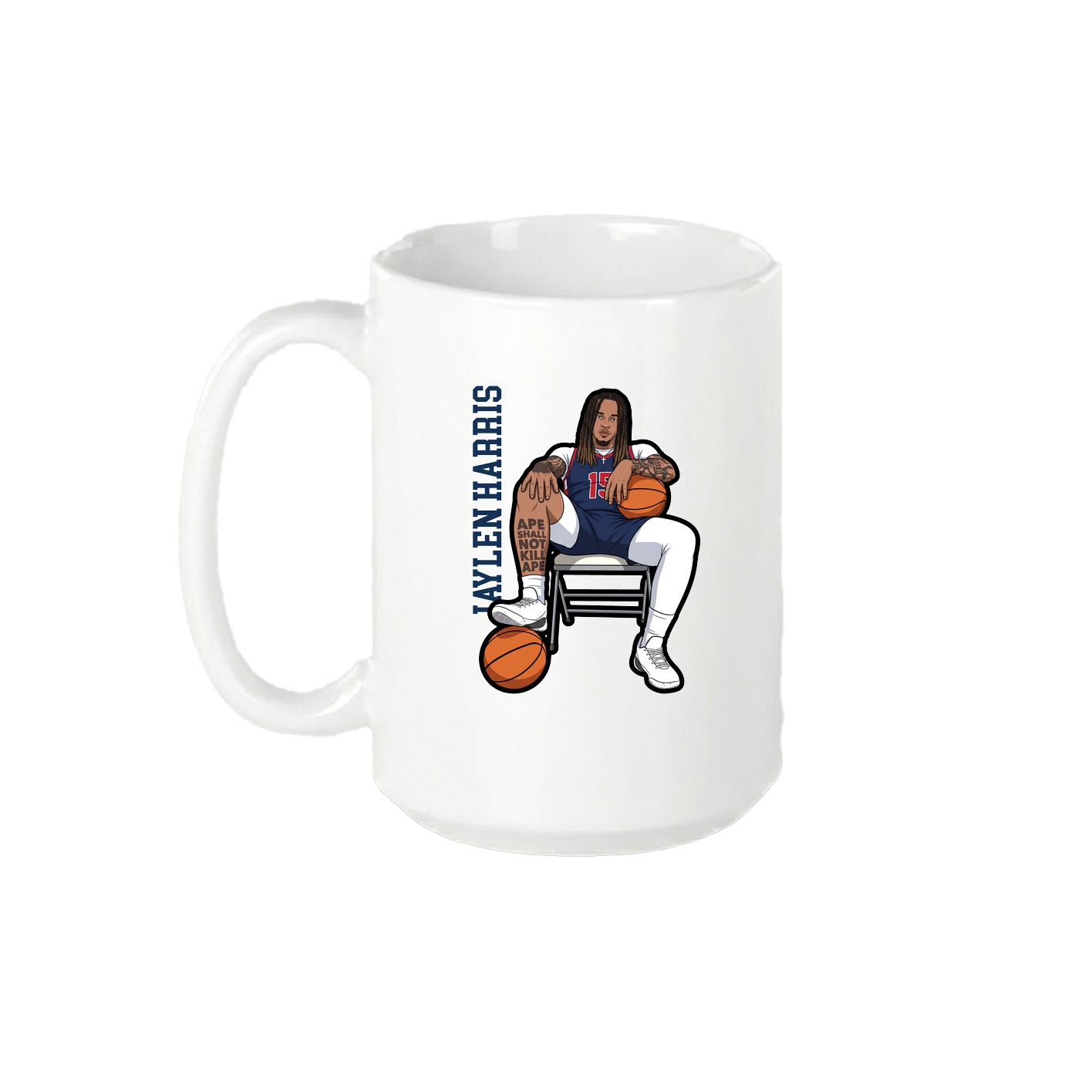 15oz Coffee Mug — Name Vertical in White