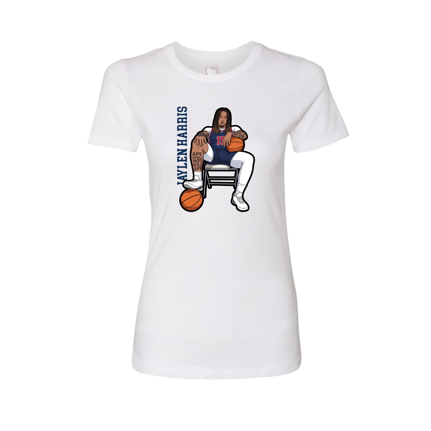 Womens Tee — Name Vertical in White