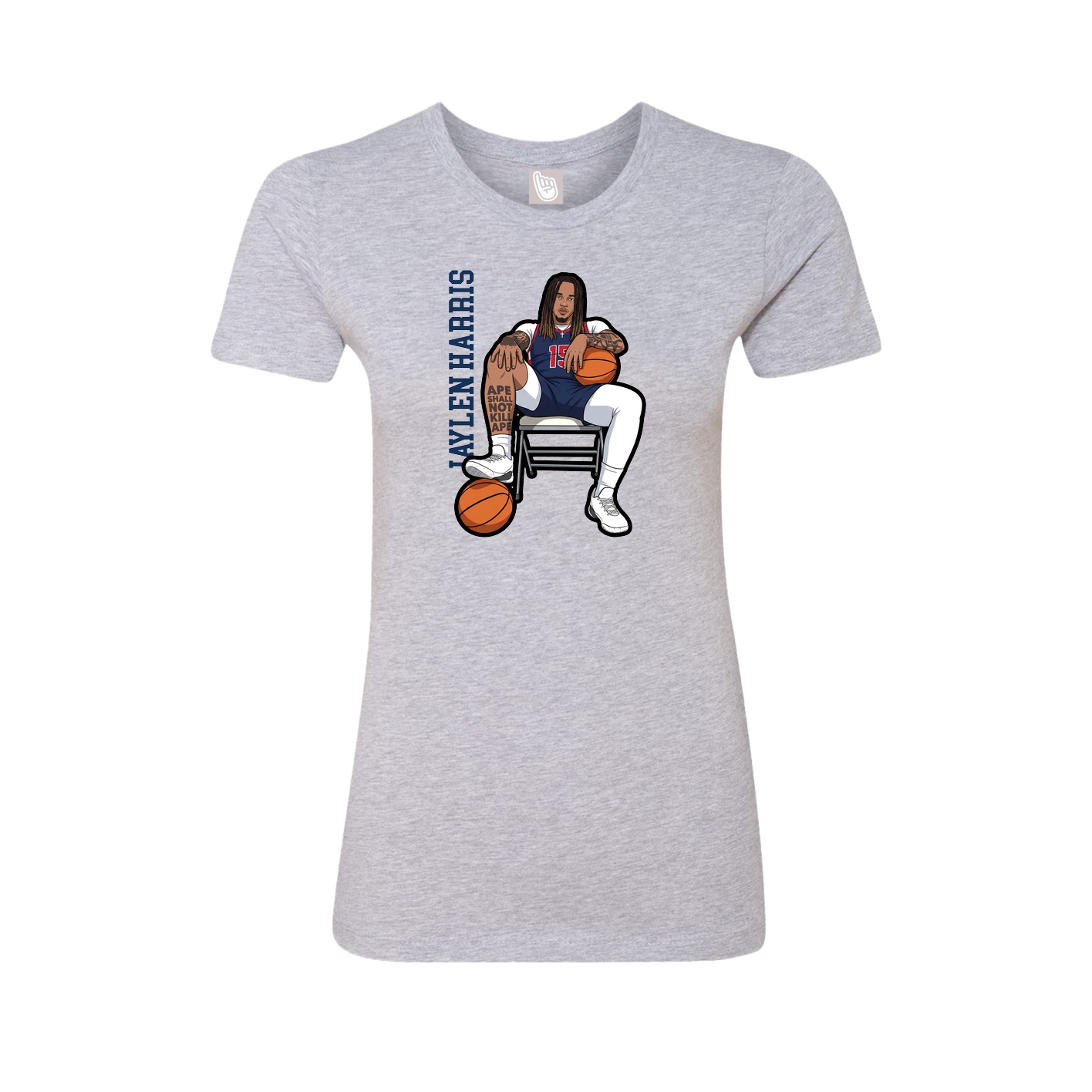 Womens Tee — Name Vertical in Grey