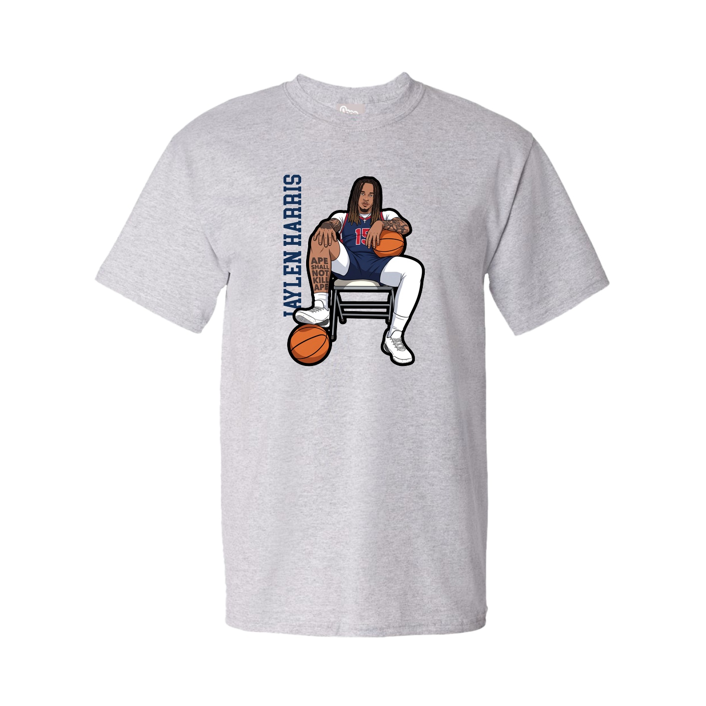 Youth Tee — Name Vertical in Grey