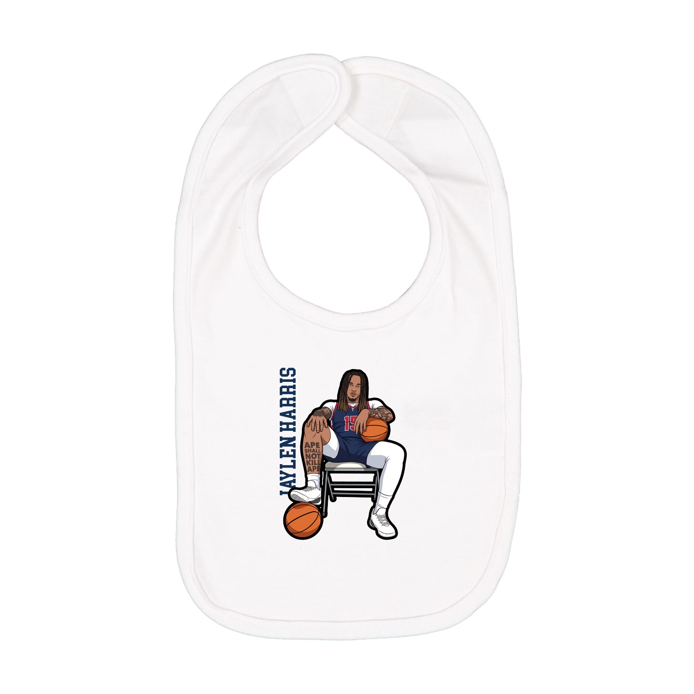 Infant Bib — Name Vertical in White