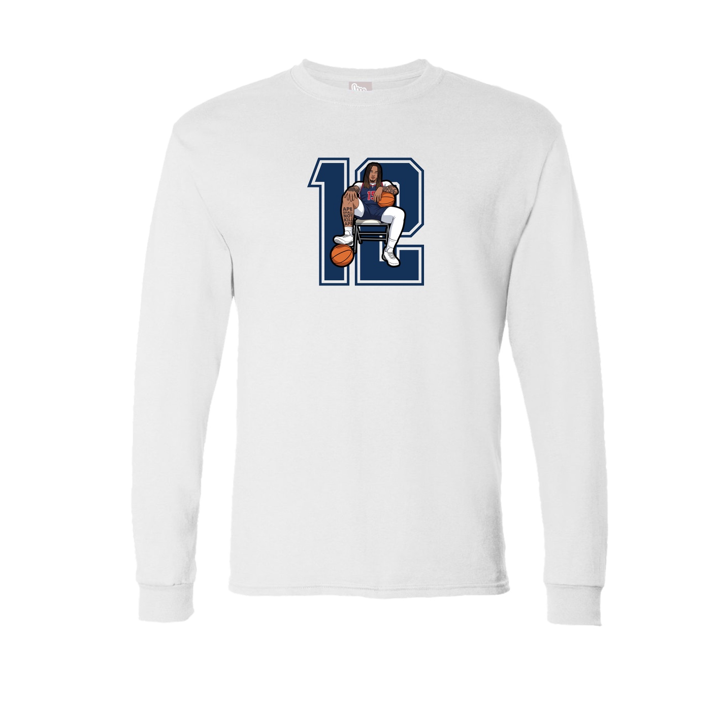 Long Sleeve Tee — Number in White