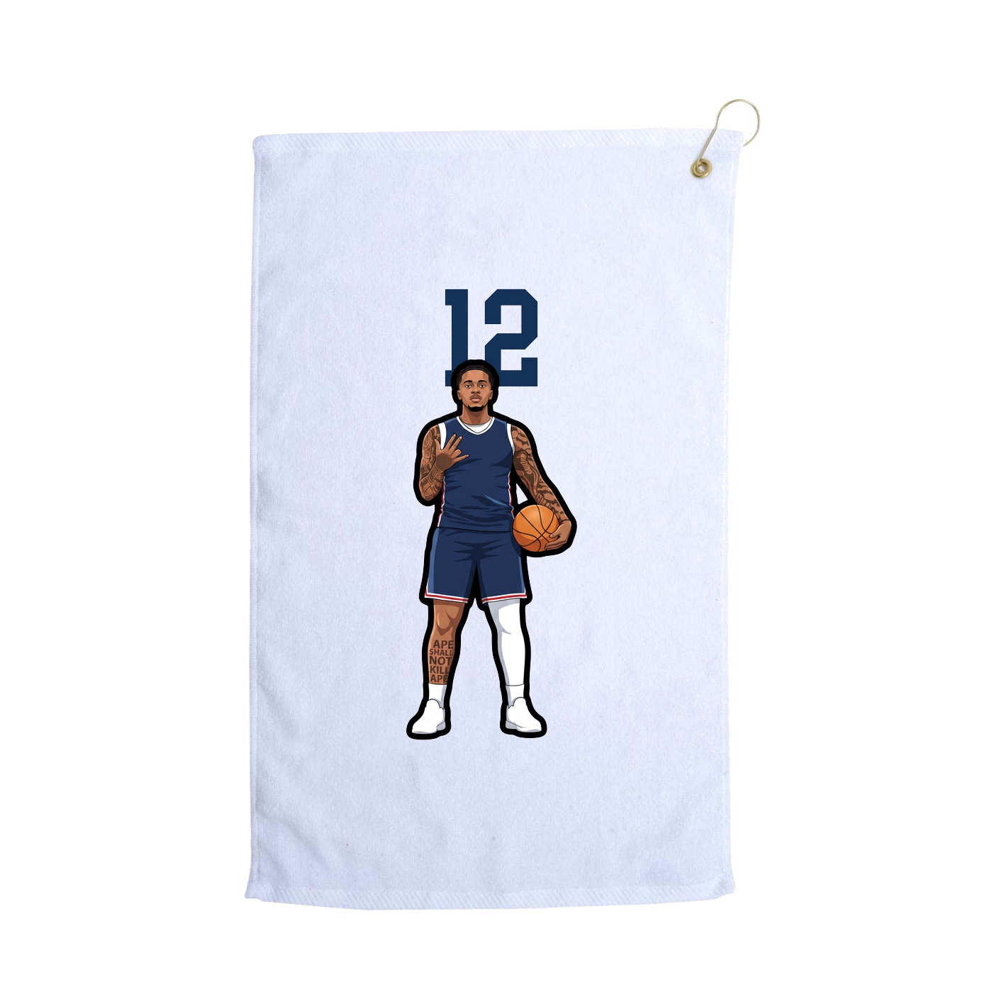 Golf Towel — Number Top in White