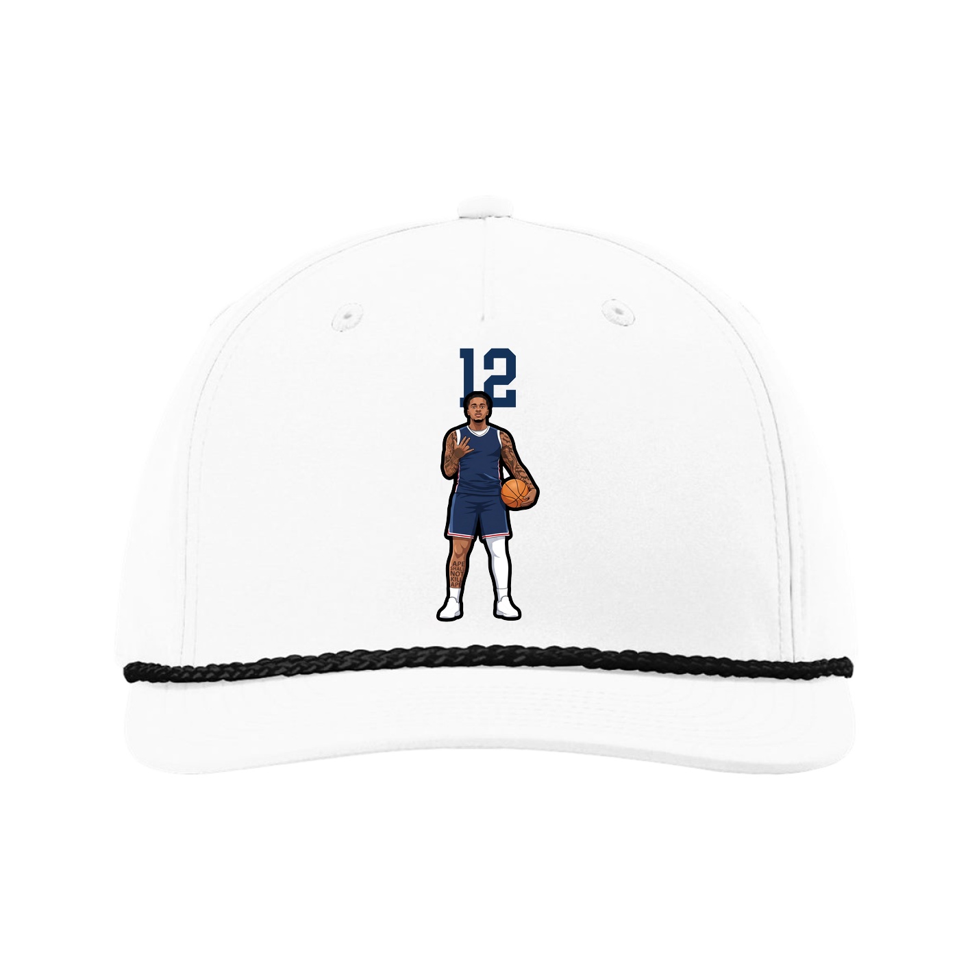 Five-Panel Classic Rope Cap — Number Top in White