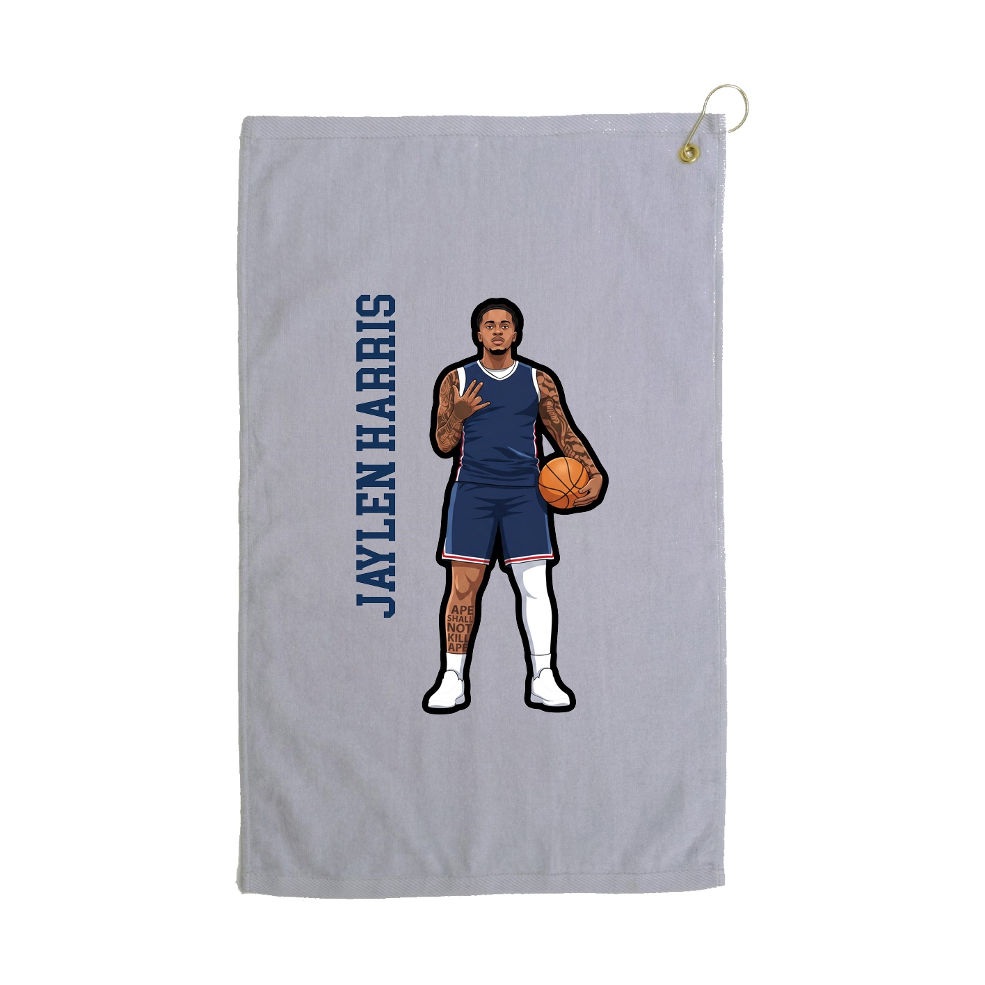 Golf Towel — Name Vertical in Grey