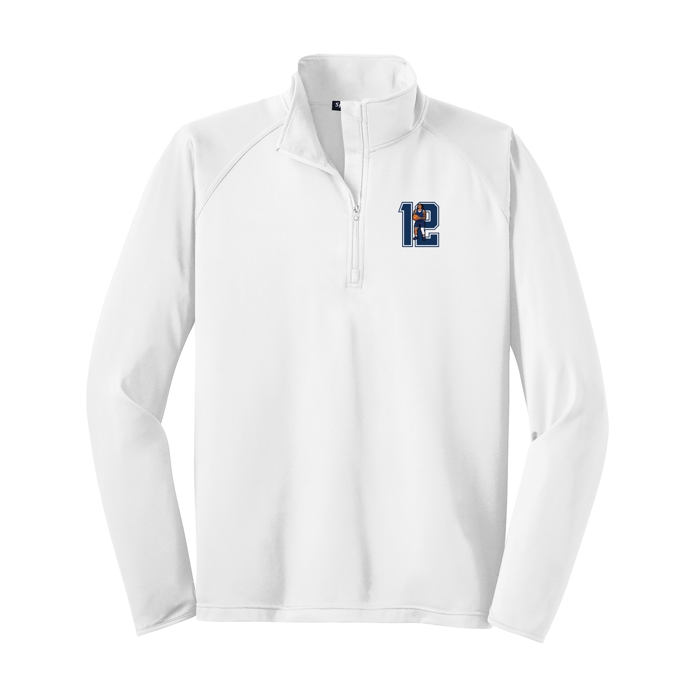 Q-Zip Pullover — Number in White