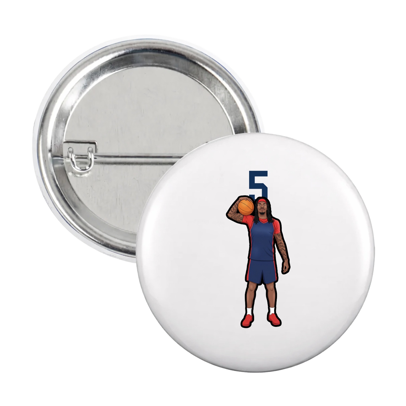 Game Day Button — Number Top in White