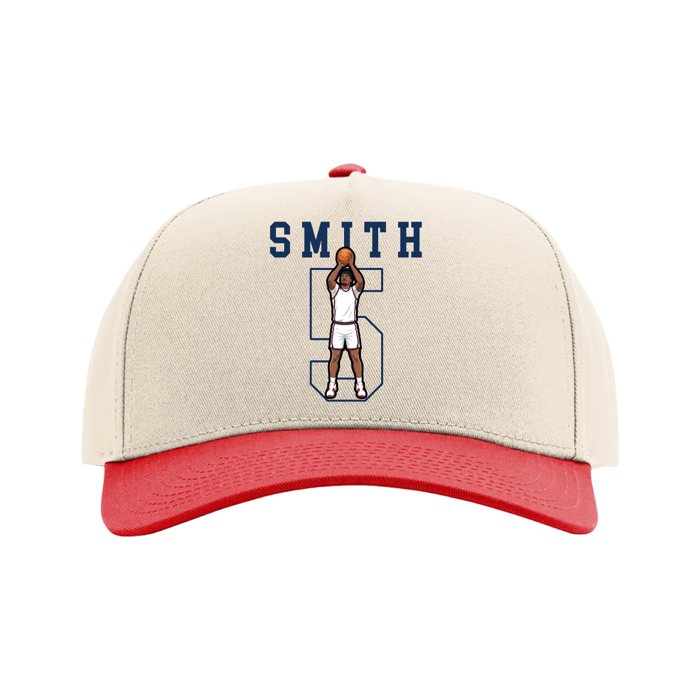 Full Fabric Five-Panel Champ Cap — Shirsey in Cream/Red