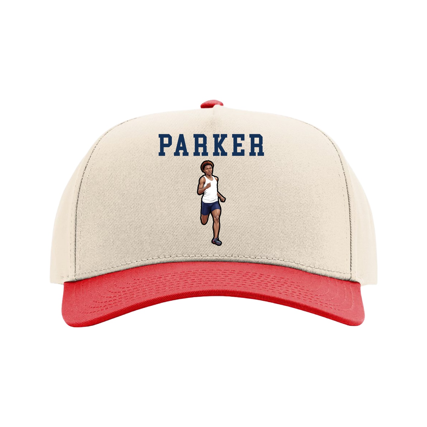 Full Fabric Five-Panel Champ Cap — Shirsey in Cream/Red