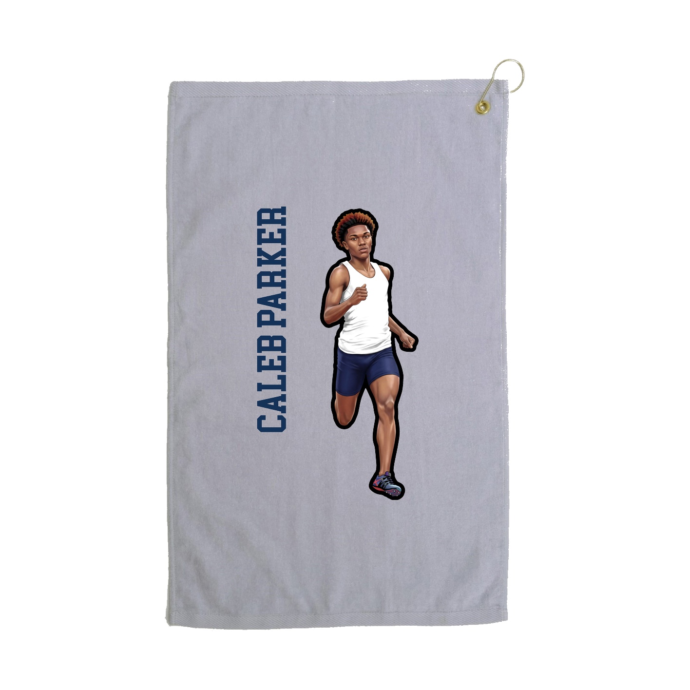 Golf Towel — Name Vertical in Grey