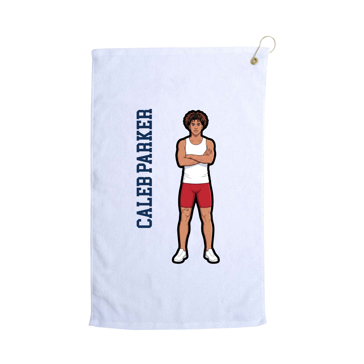 Golf Towel — Name Vertical in White