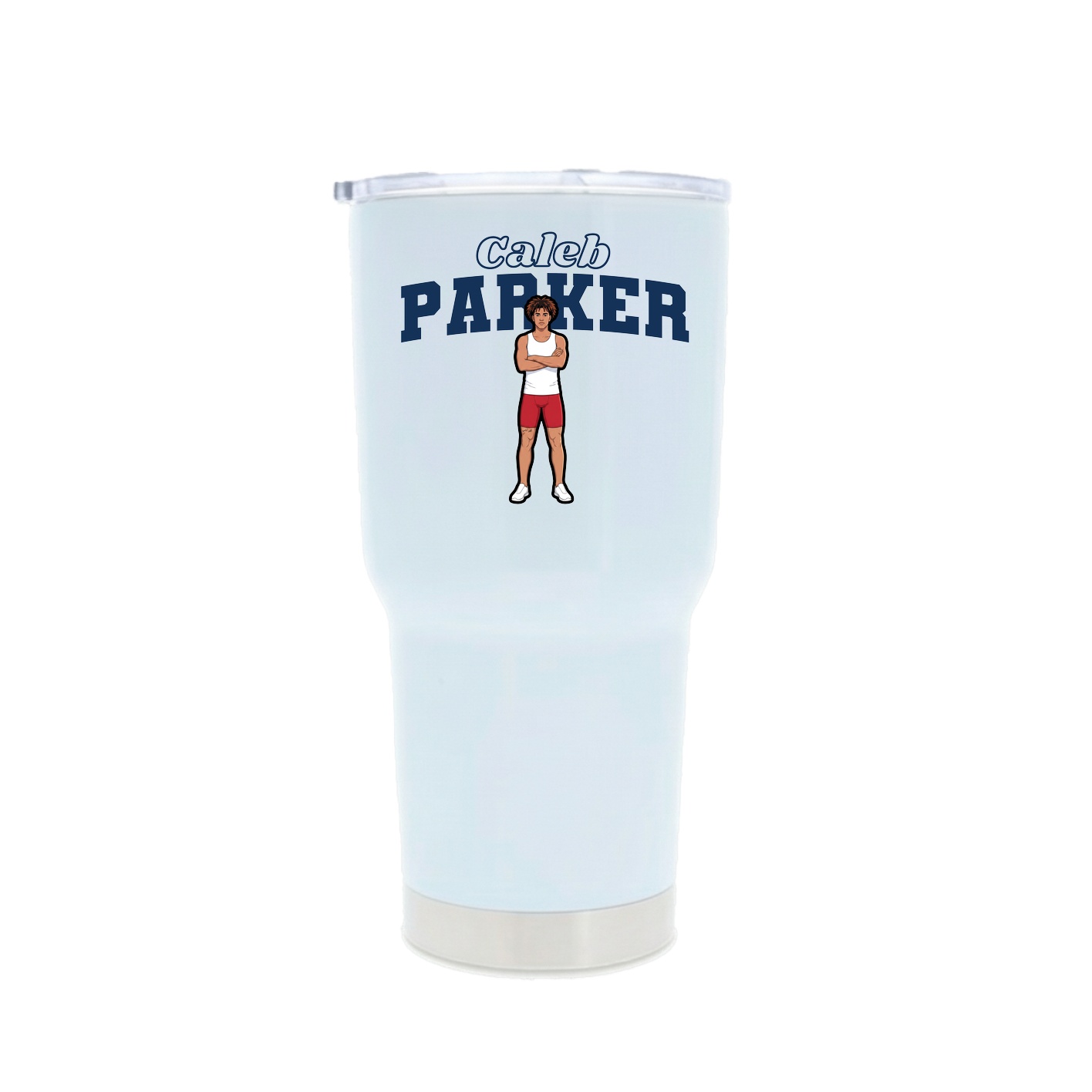 30oz Stainless Steel Tumbler — Name Arch in White