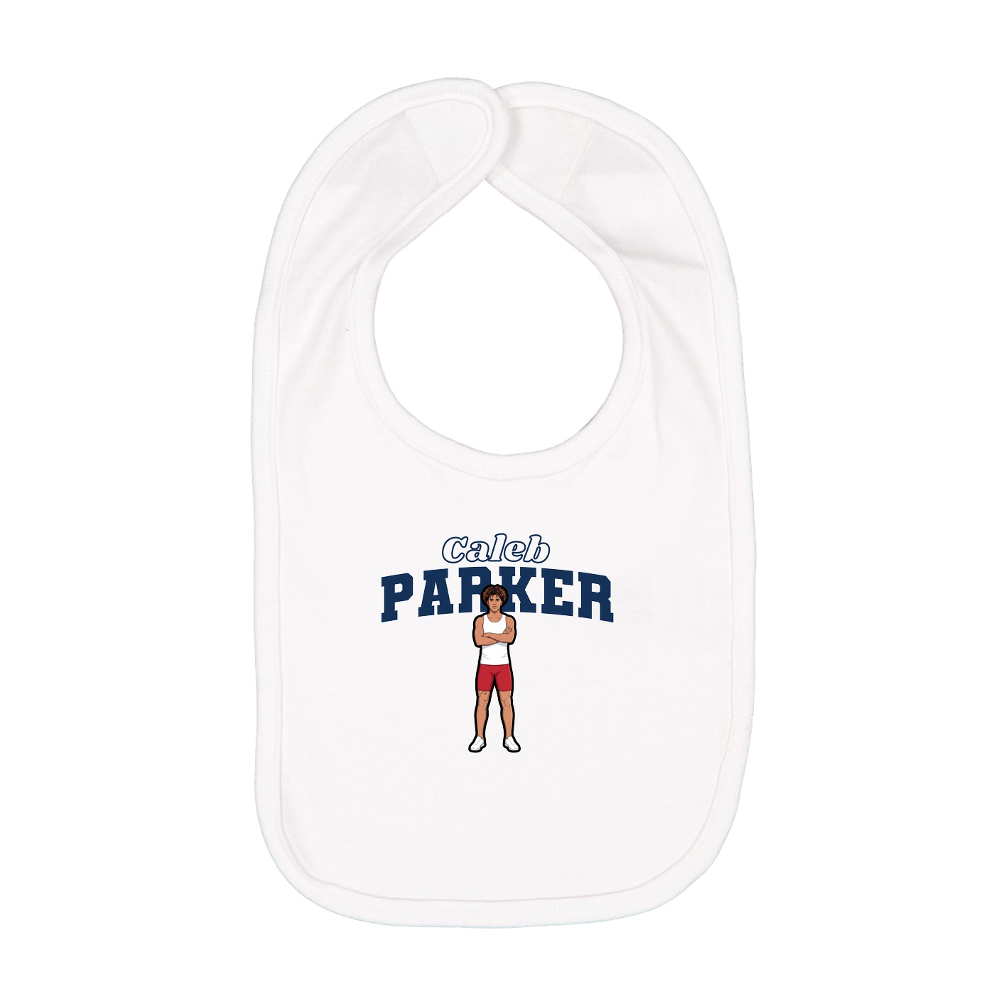 Infant Bib — Name Arch in White
