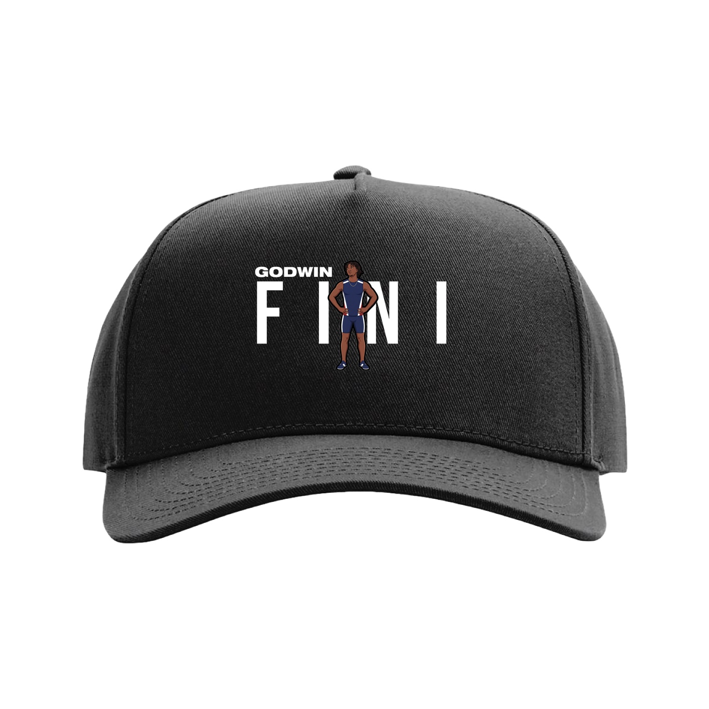 Full Fabric Five-Panel Champ Cap — Player Name in Black