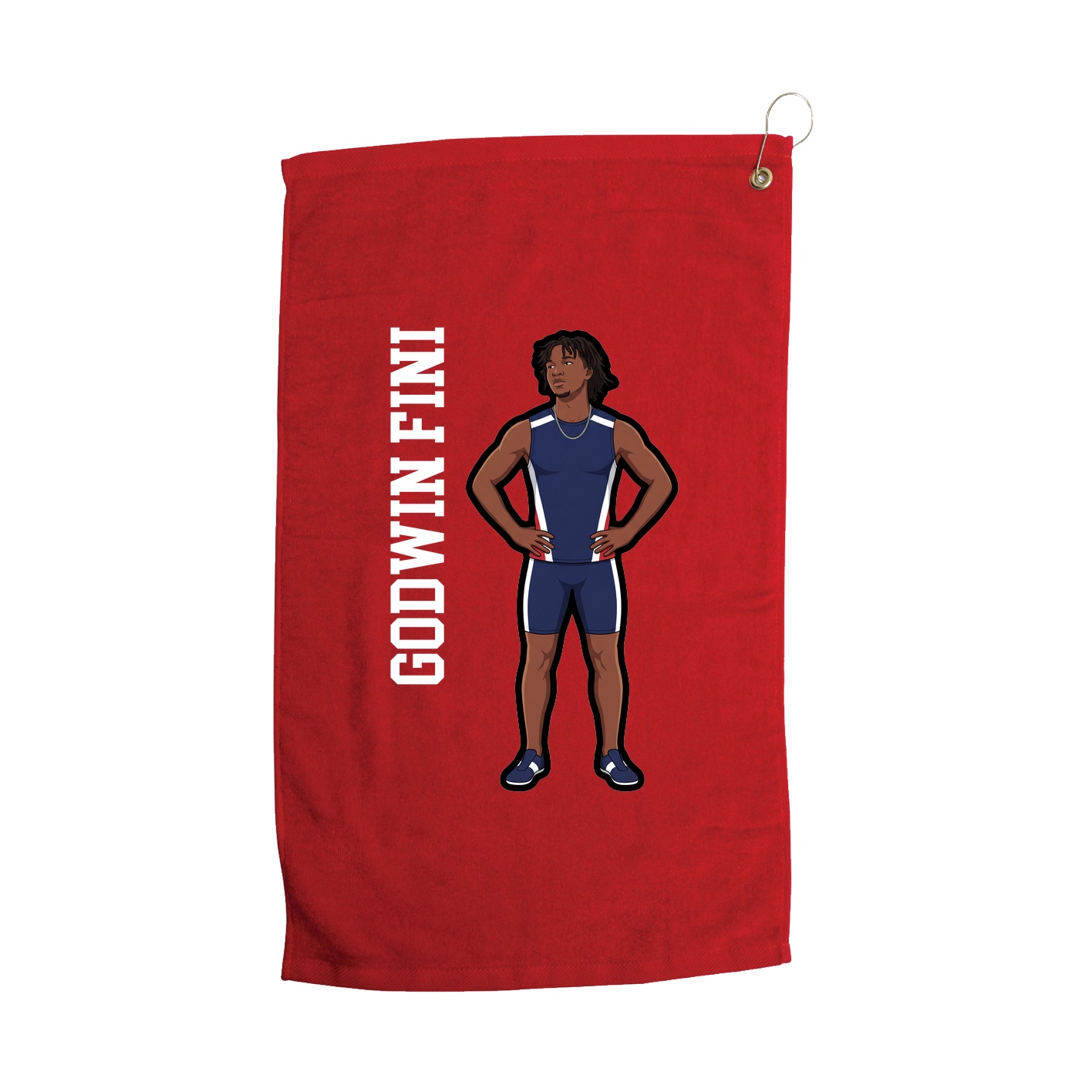 Golf Towel — Name Vertical in Red