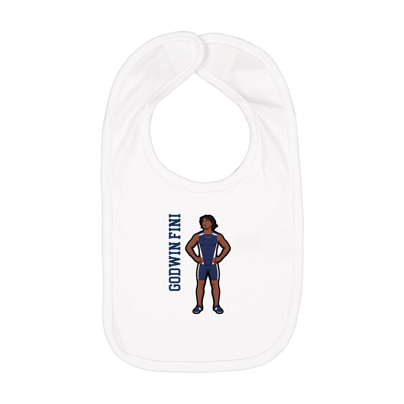 Infant Bib — Name Vertical in White