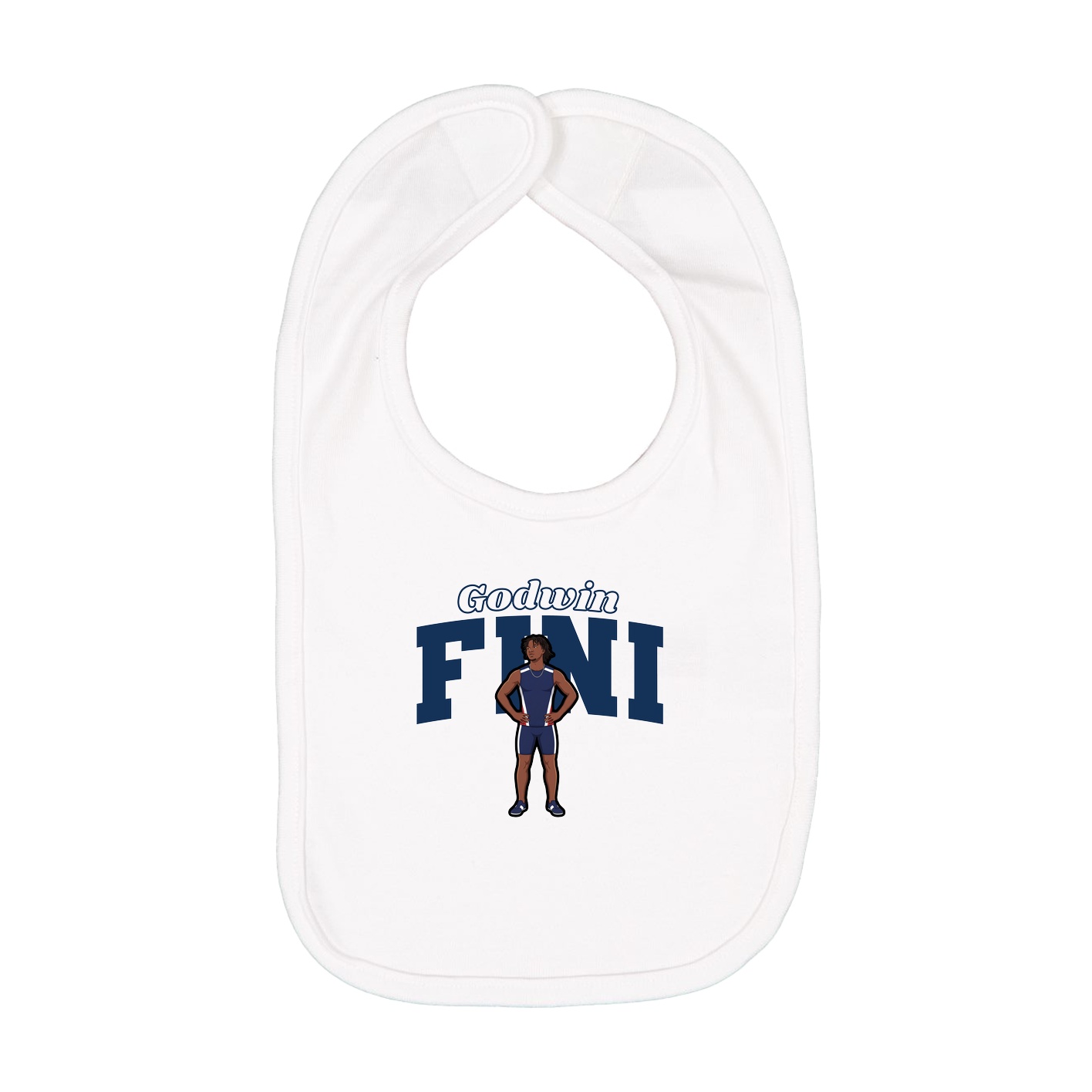 Infant Bib — Name Arch in White