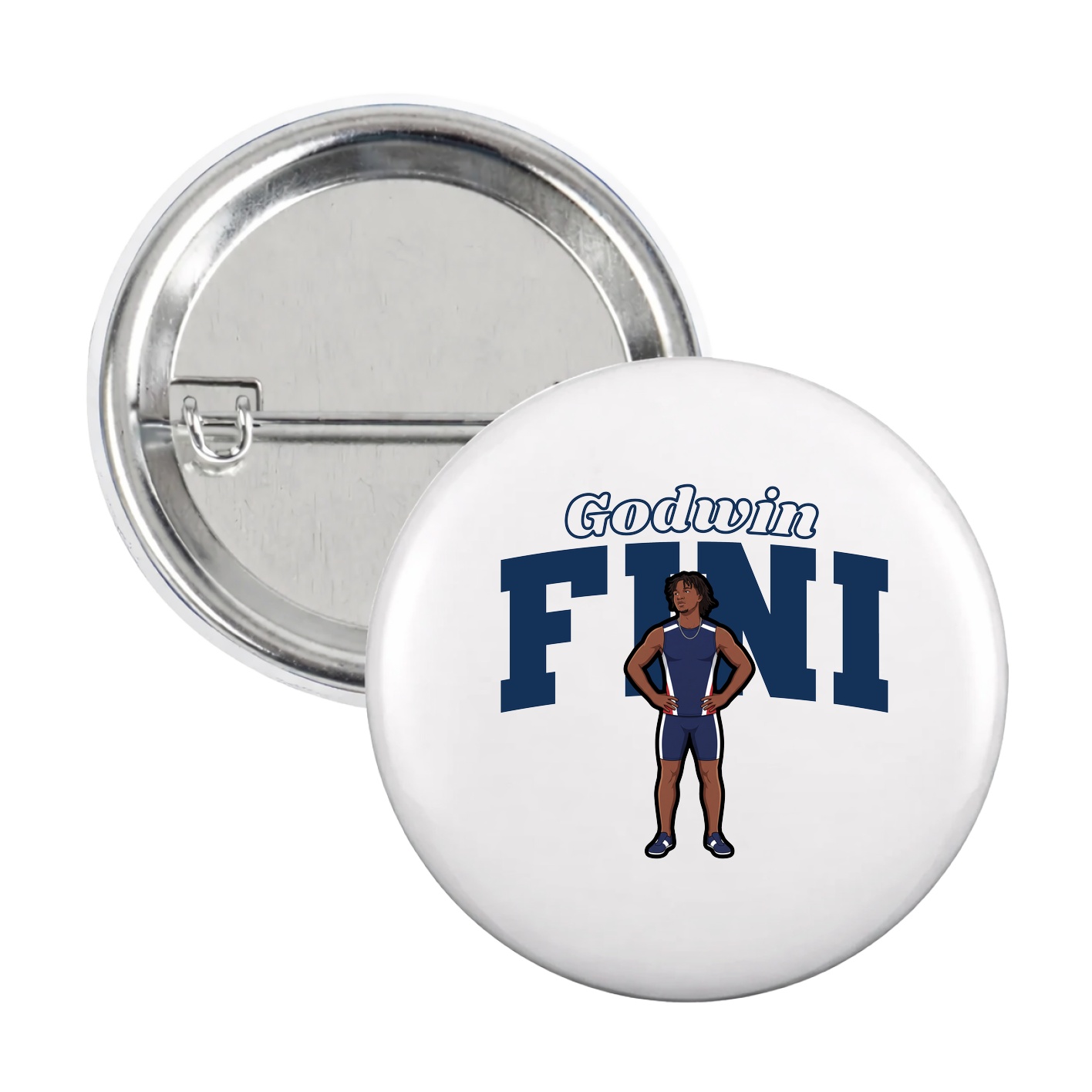 Game Day Button — Name Arch in White