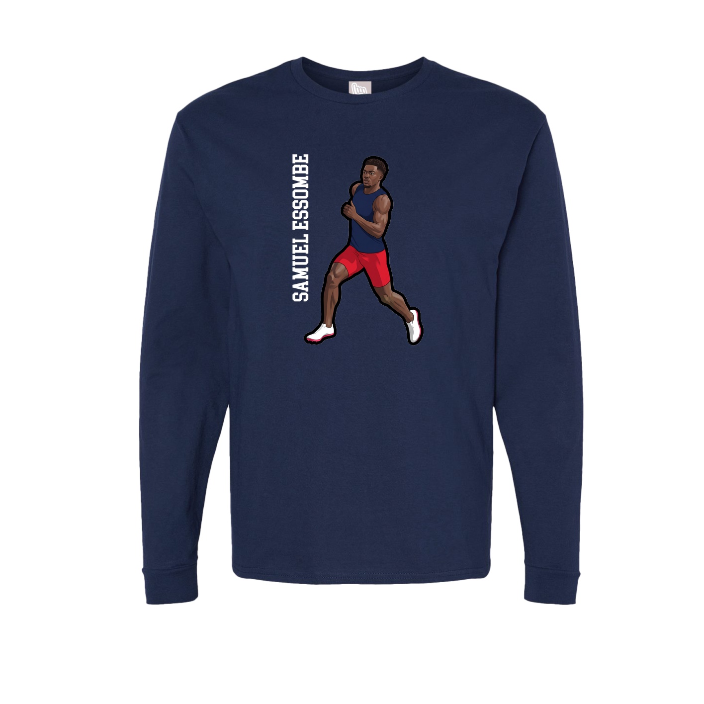 Long Sleeve Tee — Name Vertical in Navy