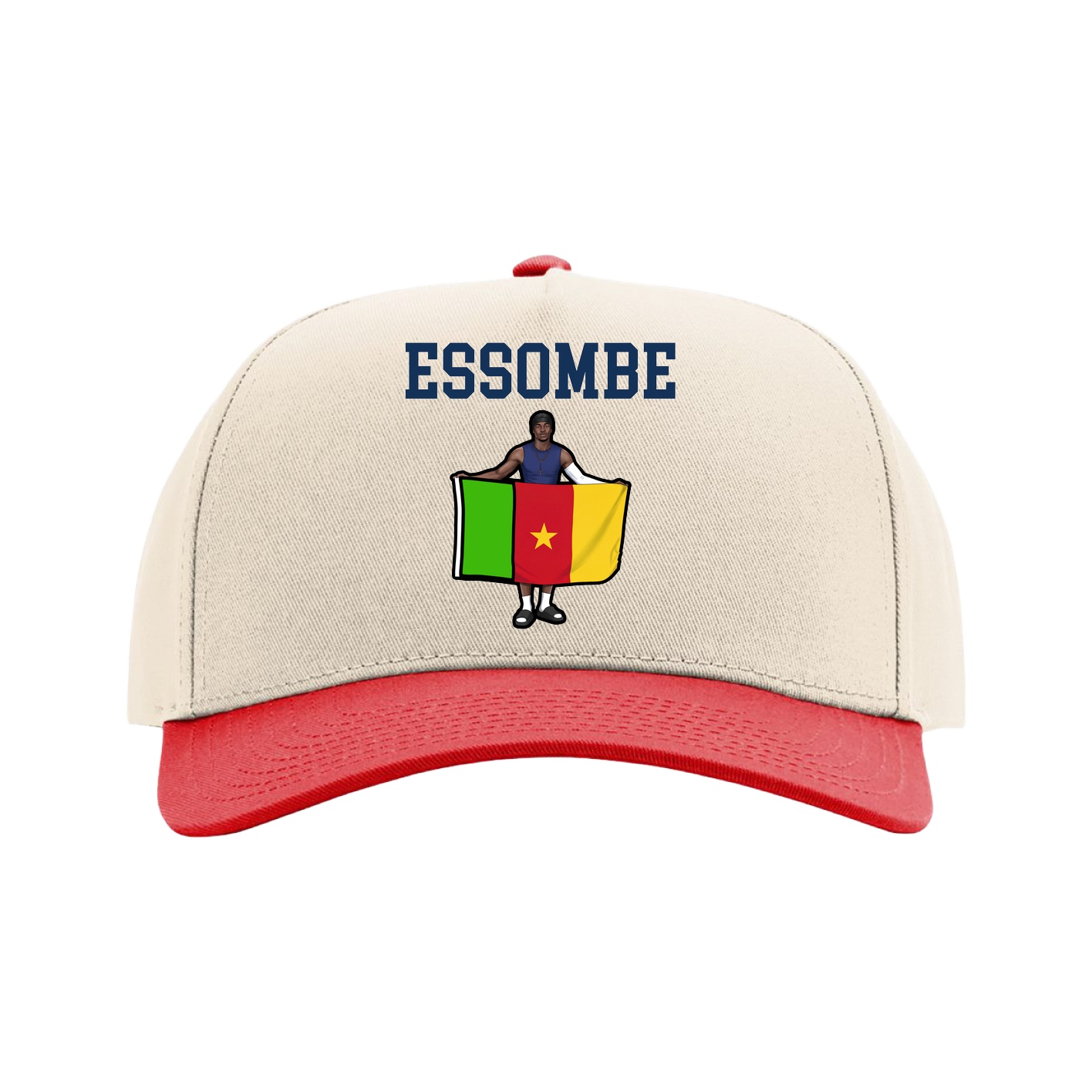 Full Fabric Five-Panel Champ Cap — Shirsey in Cream/Red