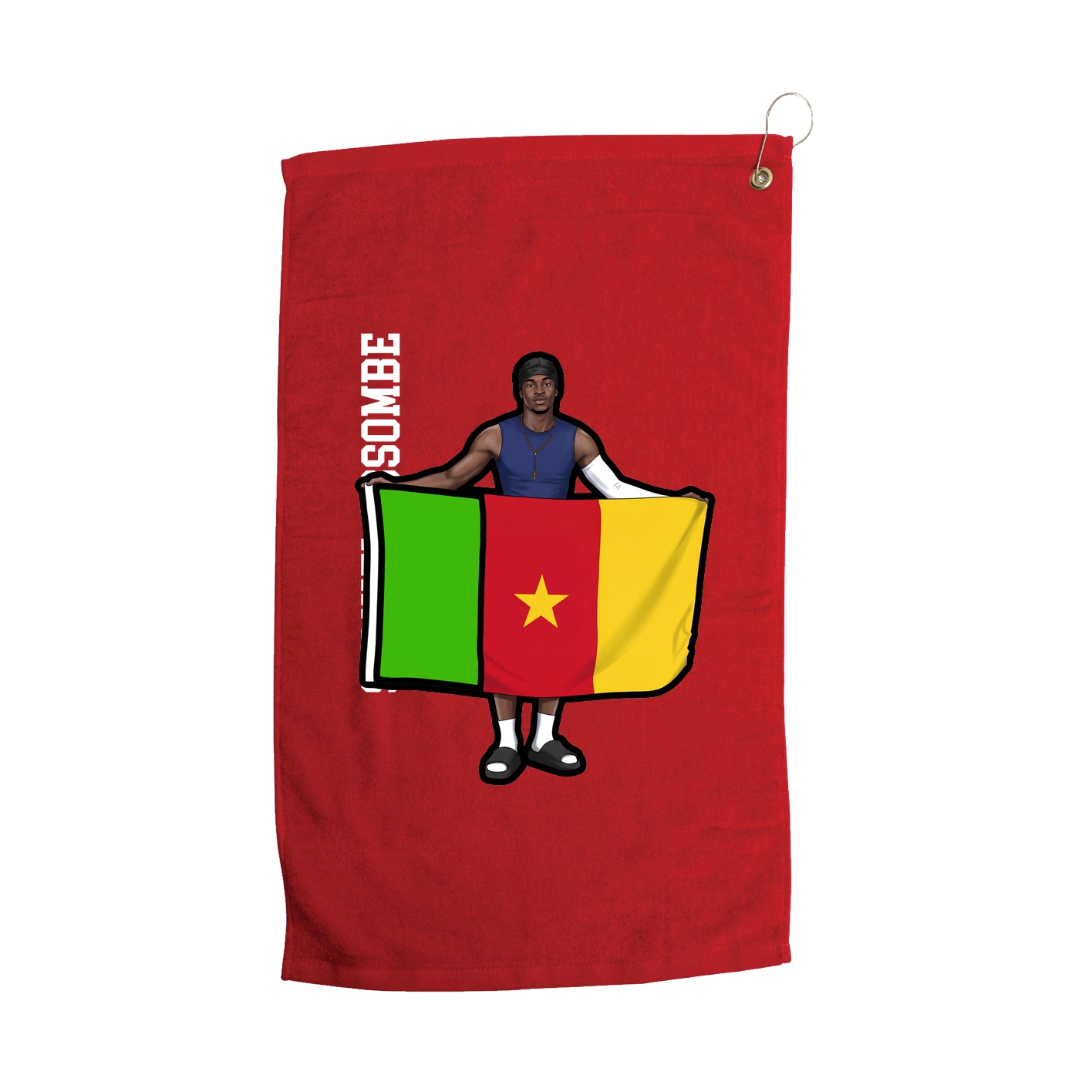 Golf Towel — Name Vertical in Red