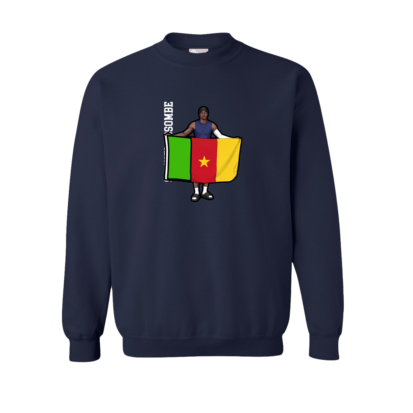 Fleece Crew — Name Vertical in Navy
