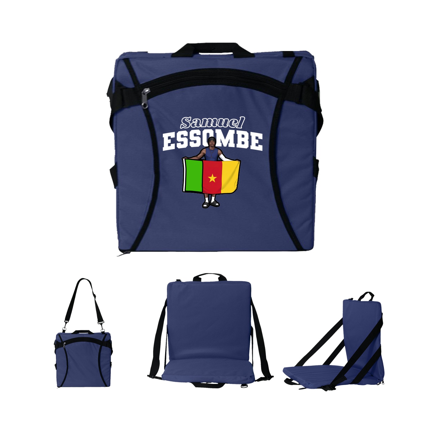 Folding Stadium Seat — Name Arch in Navy