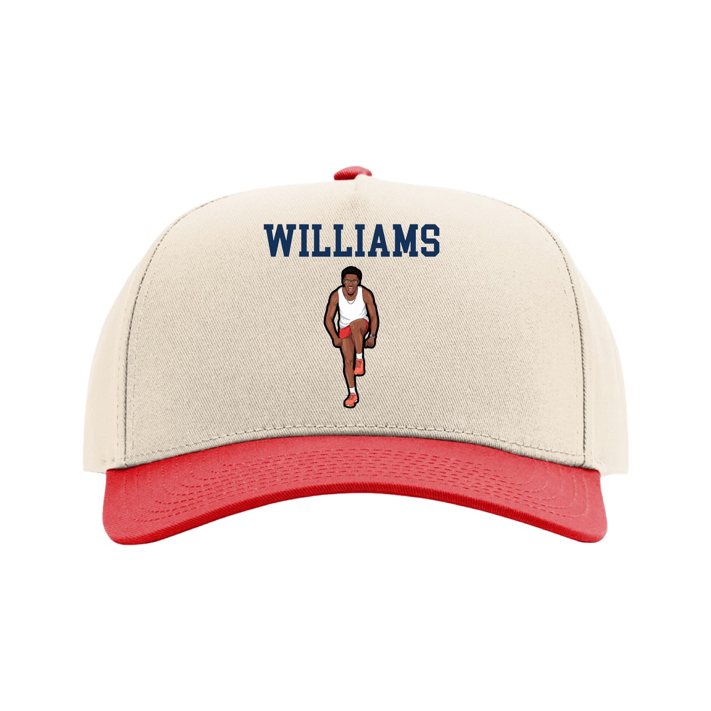 Full Fabric Five-Panel Champ Cap — Shirsey in Cream/Red
