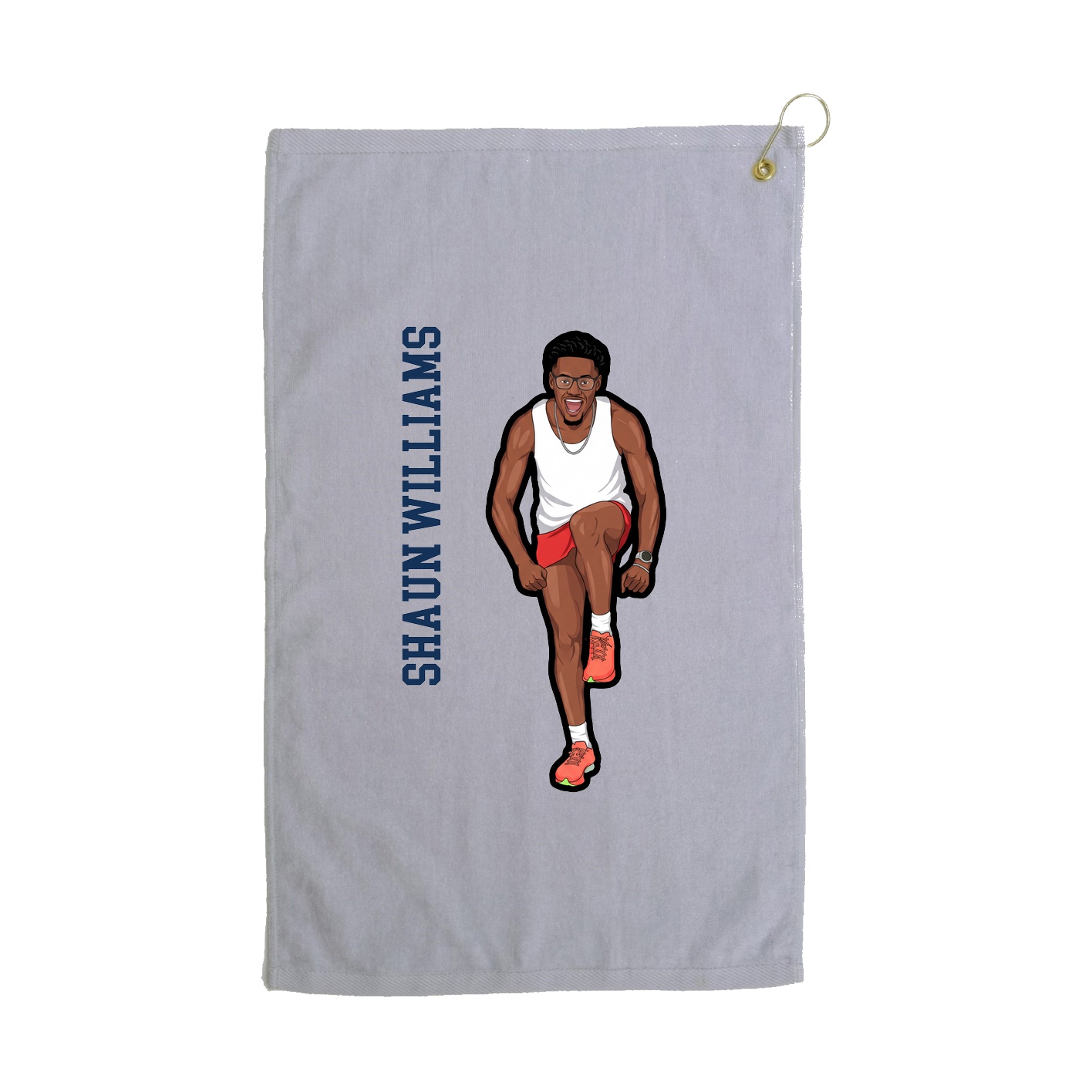 Golf Towel — Name Vertical in Grey