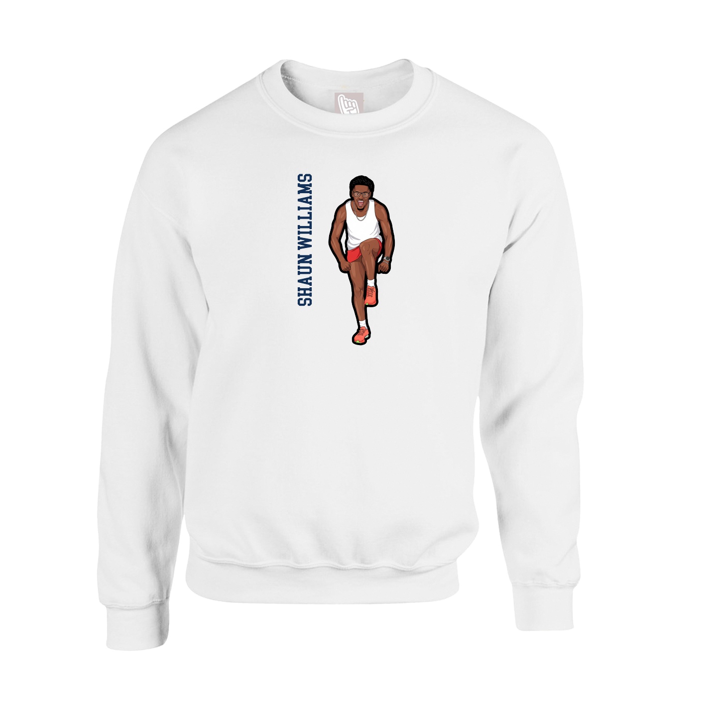 Fleece Crew — Name Vertical in White