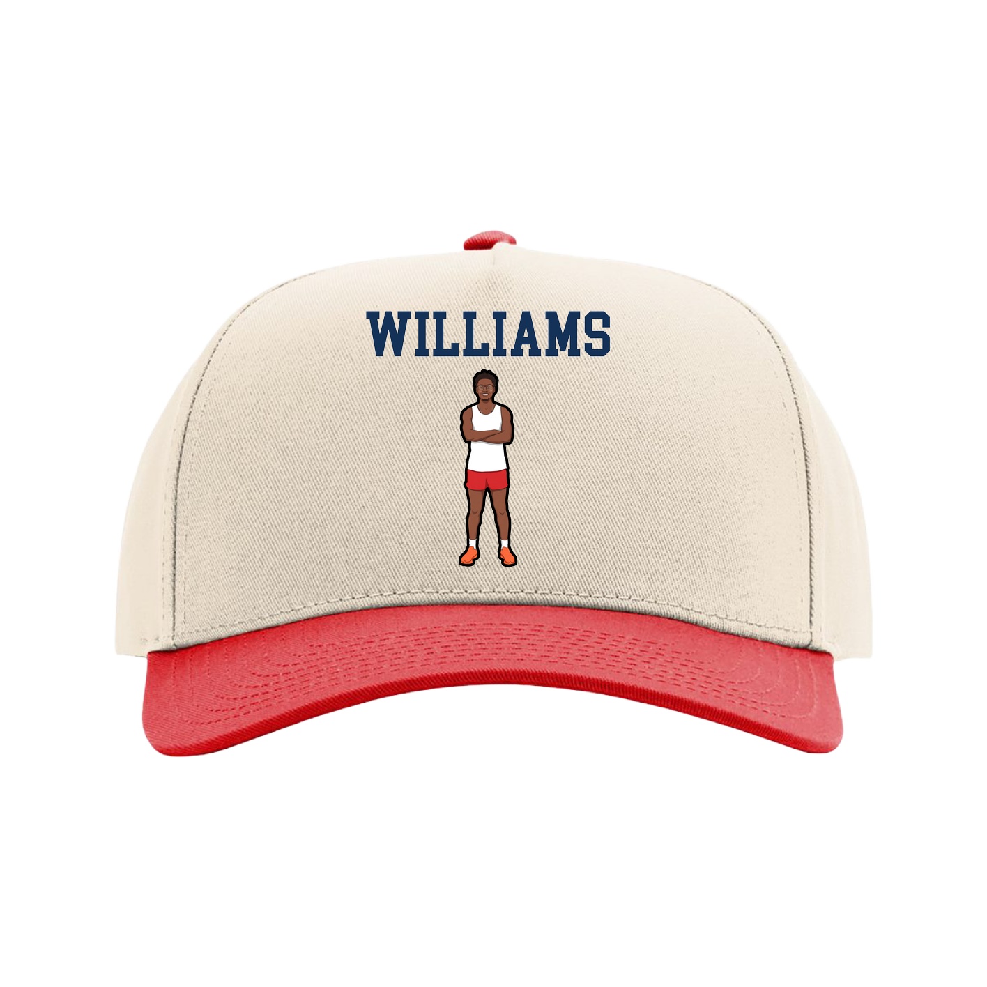 Full Fabric Five-Panel Champ Cap — Shirsey in Cream/Red