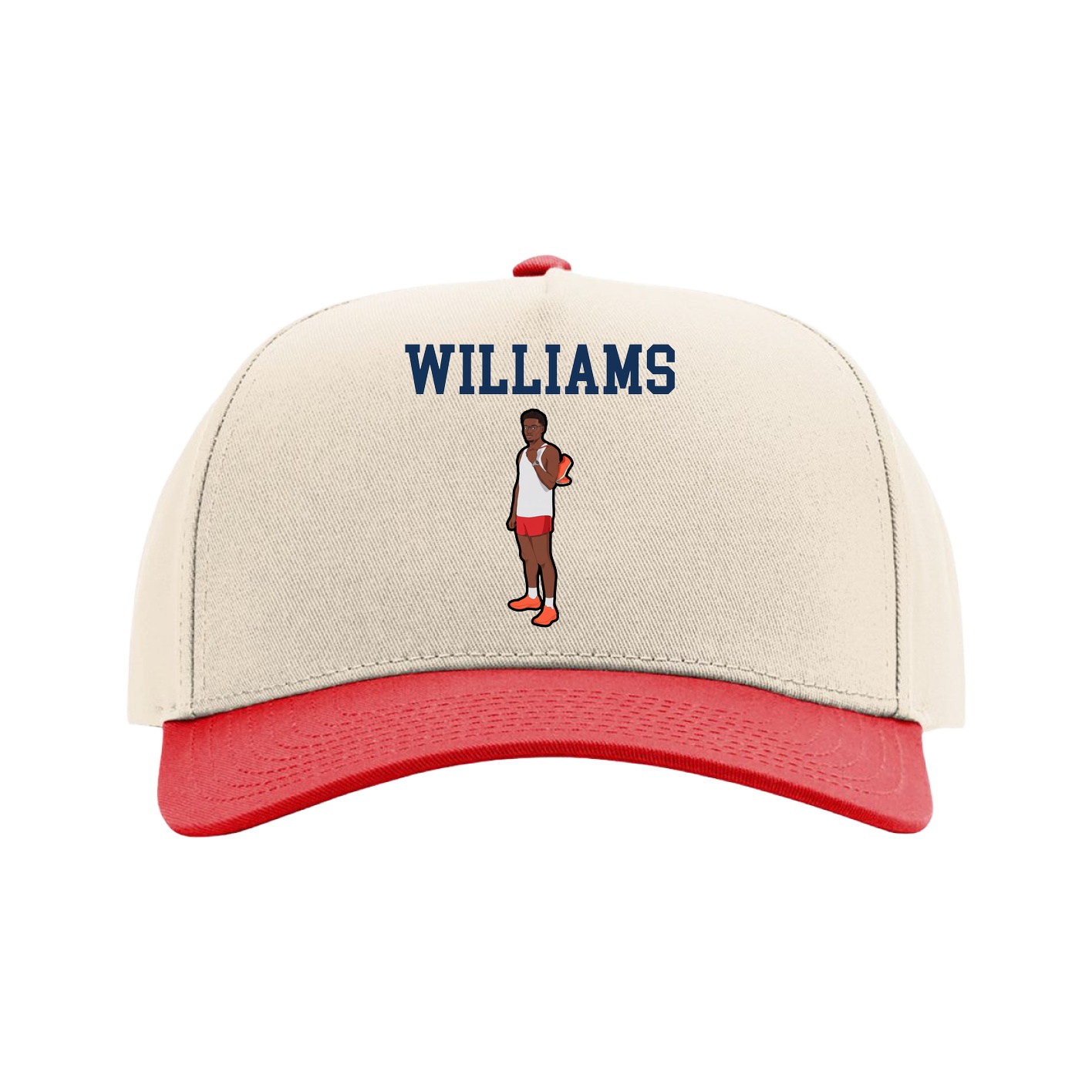 Full Fabric Five-Panel Champ Cap — Shirsey in Cream/Red