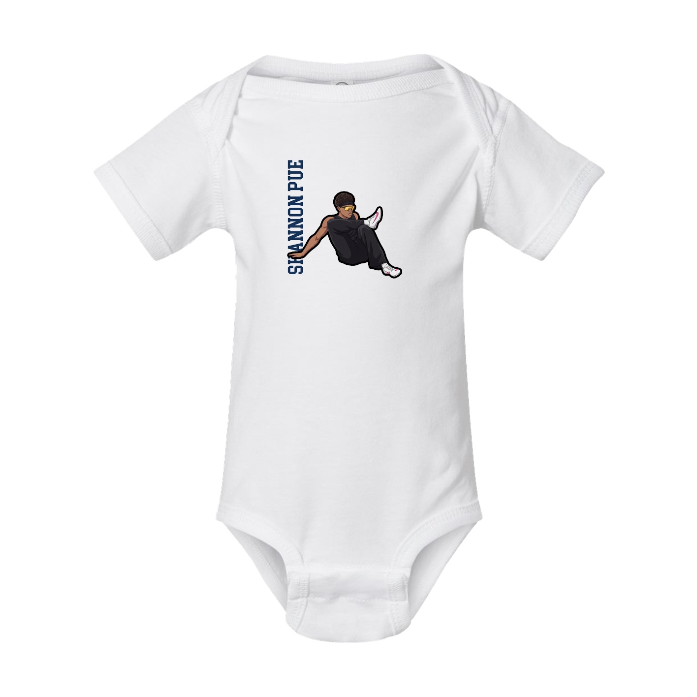 Baby Onesie — Name Vertical in White