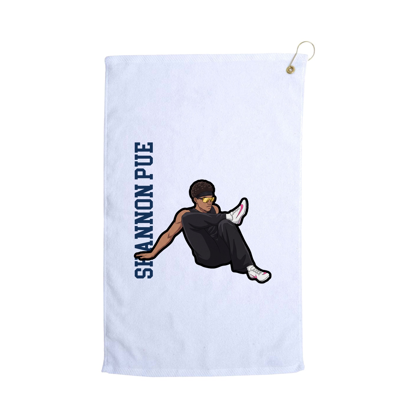 Golf Towel — Name Vertical in White