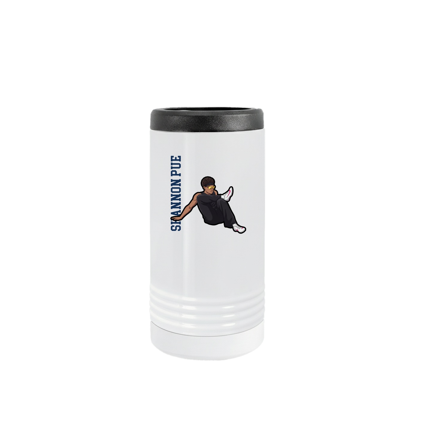 Slim Beverage Holder — Name Vertical in White